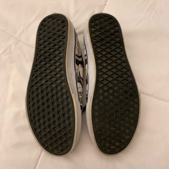 Black and White Floral Rose Vans Classics - Picture 3 of 4